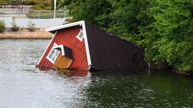 House halfway under water